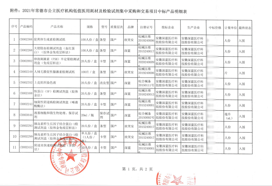 2021年常德市中標(biāo)通知書-安徽深藍(lán)醫(yī)療
